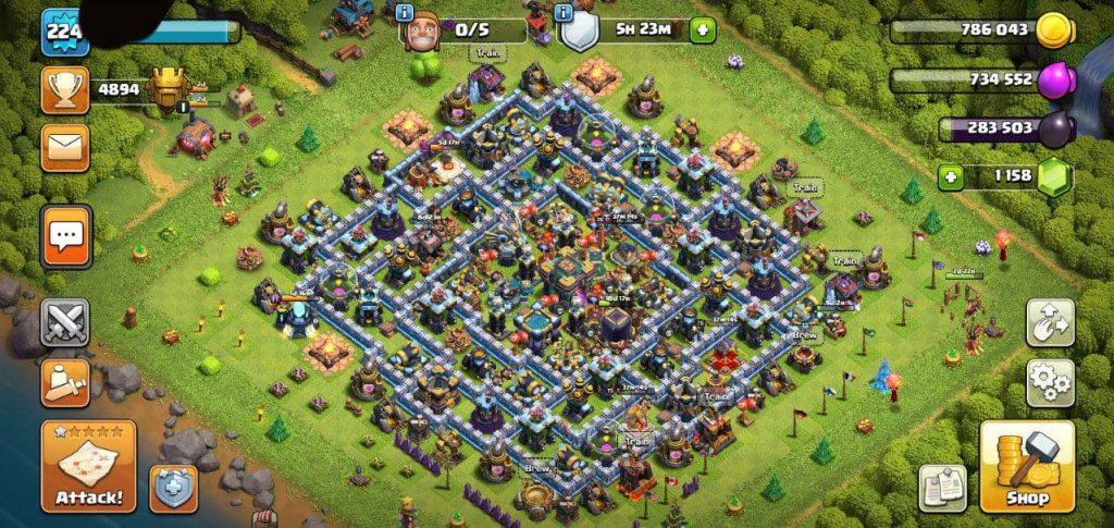 TH 14 Level 224 amazing coc id for sale + 1158 gems + 100